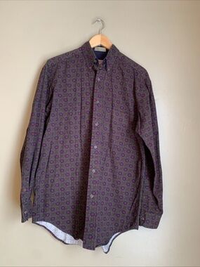 Vtg Adirondack Patterned Down Shirt Sz Small Mountain Twill 90s Singapore